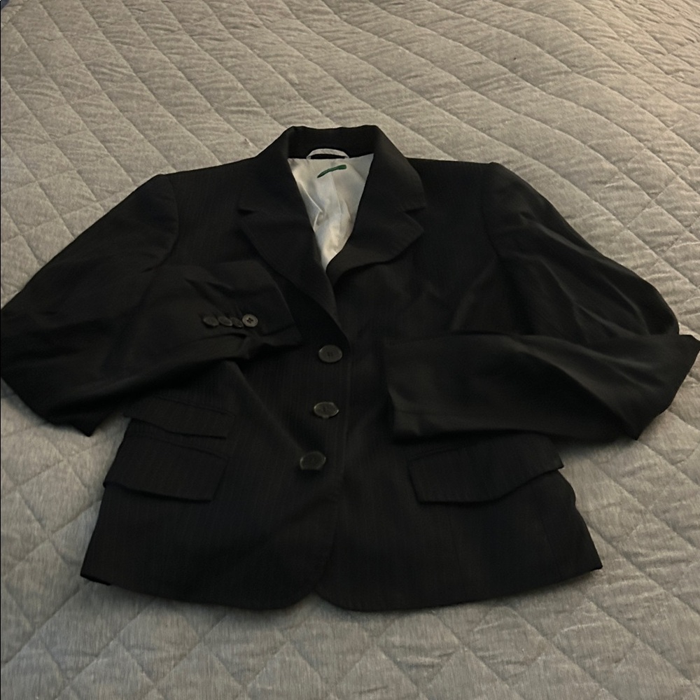 United Colors Of Benetton Black Pinstripe Jacket